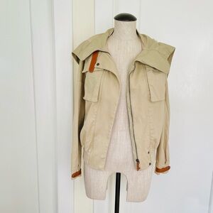Lacoste Beige Bomber Jacket with Brown Accents